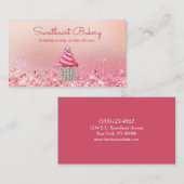Carte De Visite Cute Parties scintillant rose Nourriture Boulanger (Devant / Derrière)
