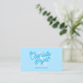 Carte De Visite Cute Pastel Blue Retro Coiffeuse Ciseaux (Debout devant)