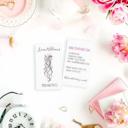 Carte De Visite Cute Pastel Bride Wavy Coiffeuse Salon de coiffure