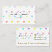 Carte De Visite Cute Pastel Rainbow Hearts Motif (Devant / Derrière)