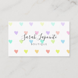 Carte De Visite Cute Pastel Rainbow Hearts Motif