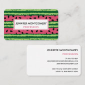 Carte De Visite Cute pastèque Motif rose et vert (Devant / Derrière)