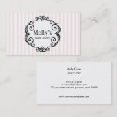 Carte De Visite Cute Pâtisserie à rayures roses et blanches Chef c (Devant / Derrière)