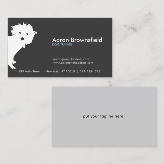 Carte De Visite Cute Peeeeup Gris (Devant / Derrière)