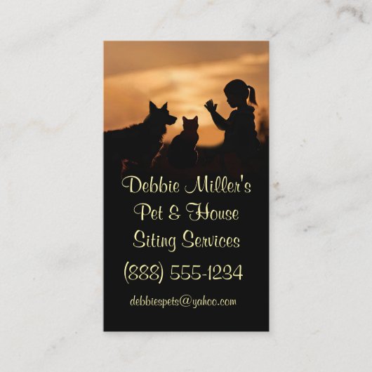 Carte De Visite Cute Pet and Housesitting Dog Cat (Devant)