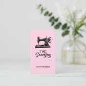 Carte De Visite Cute pink Seamstress business card (Debout devant)