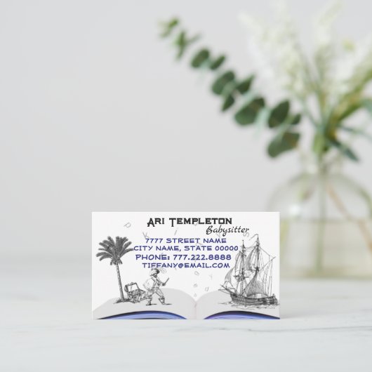 Carte De Visite Cute Pirate et Ship Babysitter Garde d'enfants (Debout devant)