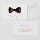 Carte De Visite Cute Pois de ruban or (Devant / Derrière)