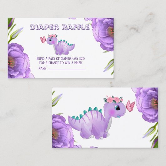 Carte De Visite Cute Purple Dinosaure Papillon Dinosaure Raffin (Devant / Derrière)
