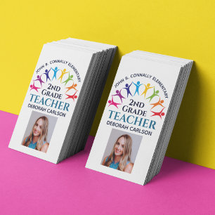 Carte De Visite Cute Rainbow Enseignant de l'école primaire