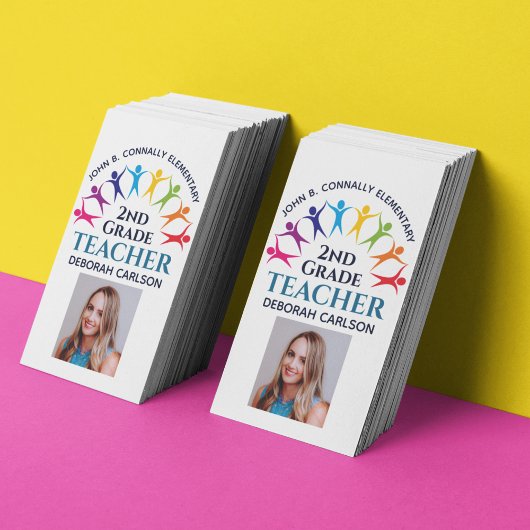 Carte De Visite Cute Rainbow Enseignant de l'école primaire