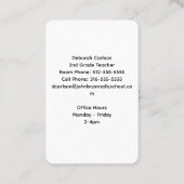 Carte De Visite Cute Rainbow Enseignant de l'école primaire (Dos)