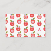 Carte De Visite Cute Red Pomme Motif Enseignant, Tutor Apprentissa (Dos)