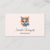 Carte De Visite Cute Renard orange avec Couronne florale (Devant)
