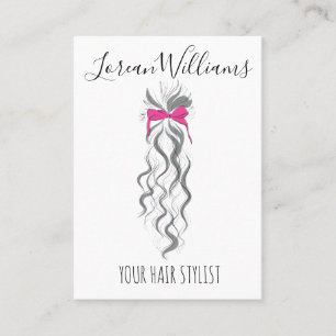 Carte De Visite Cute Rose Bow Gris et Blanc Braider Hair Style