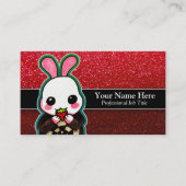 Carte De Visite Cute rose et blanc Lapin Lapin Parties scintillant (Devant)