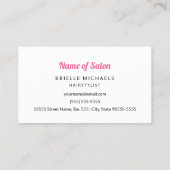 Carte De Visite Cute Rose Girl Avec Curlers Coiffeuse et salon de  (Dos)