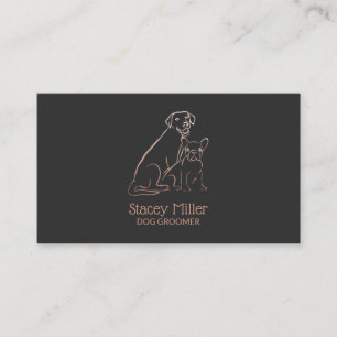 Carte De Visite Cute Rose Gold Simple Chiens Groomers