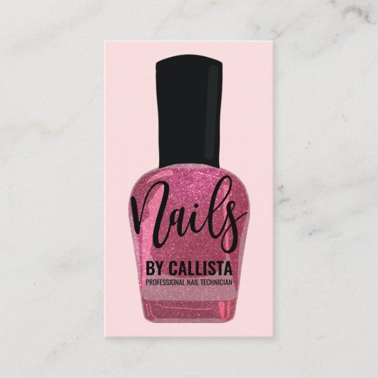 Carte De Visite Cute Rose Parties scintillant Clou Polonais Techni (Devant)