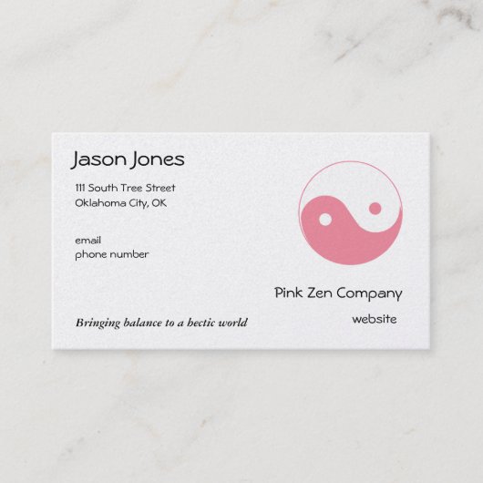 Carte De Visite Cute rose Yin Yang (Devant)