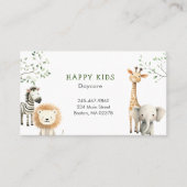 Carte De Visite Cute Safari Animaux Garde d'enfants (Devant)