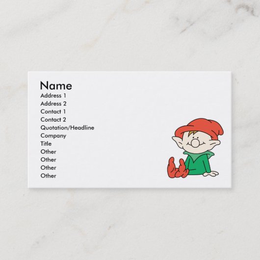 Carte De Visite Cute Santa Elf Helper (Devant)