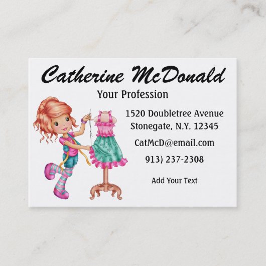 Carte De Visite Cute Seamstress Version 2 - SRF (Devant)
