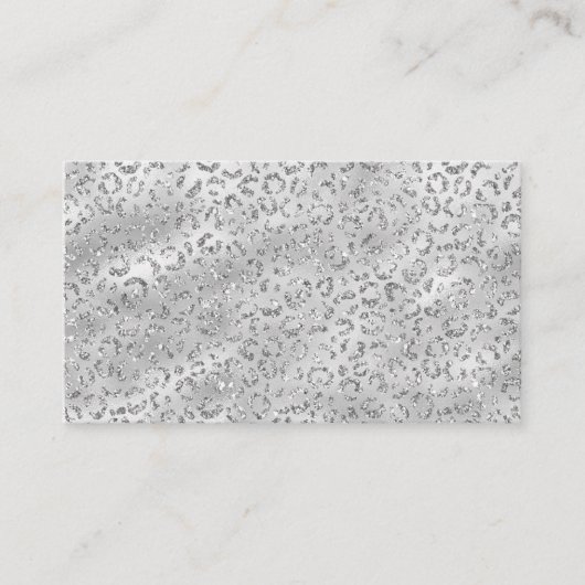 Carte De Visite Cute Silver Cheetah Leopard Motif d'impression (Devant)