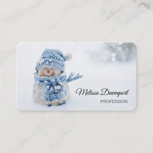 Carte De Visite Cute Snowman au photographe de Christmas (Devant)