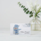 Carte De Visite Cute Snowman au photographe de Christmas (Debout devant)
