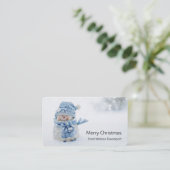 Carte De Visite Cute Snowman au photographe de Christmas (Debout devant)