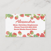 Carte De Visite Cute Strawberry Kids Girls Name Play Date Calling (Devant)