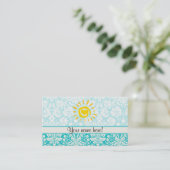 Carte De Visite Cute Sun; Teal Damask (Debout devant)