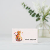 Carte De Visite Cute Tabby Chat avec Coeurs (Debout devant)