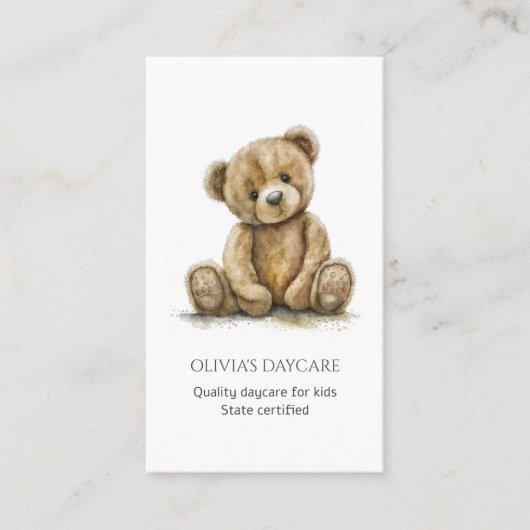 Carte De Visite Cute Teddy Bear Cub Garde d'enfants Garde d'enfant (Devant)