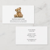 Carte De Visite Cute Teddy Bear Garde d'enfants Garde d'enfants Ga (Devant / Derrière)