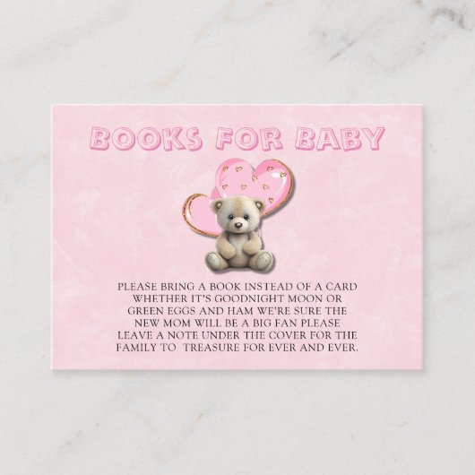 Carte De Visite Cute Teddy Bear Rose Gold Livres Pour Bébé (Devant)
