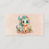 Carte De Visite Cute Turquoise Dragon Déchets Raffle (Dos)