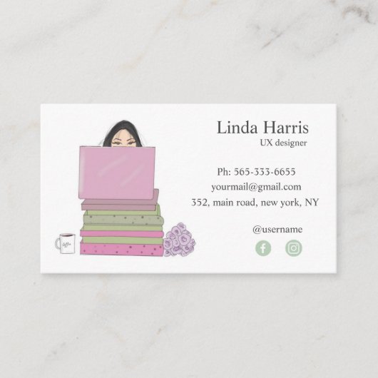 Carte De Visite Cute, UX designer, graphiste (Devant)