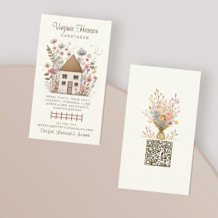 Carte De Visite Cute Vintage Floral House Services aux aidants