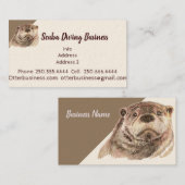 Carte De Visite Cute Watercolor Otter Plongée sous-marine (Devant / Derrière)
