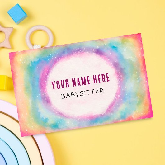 Carte De Visite Cute Watercolor Rainbow Garderies Babysitter