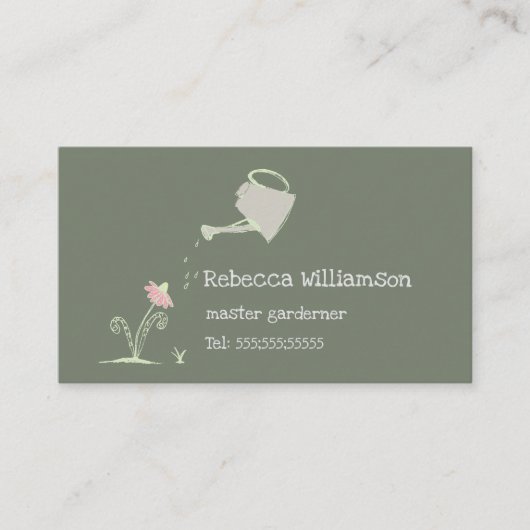 Carte De Visite Cute Whimsical Gardening Services & QR Code Busin (Devant)
