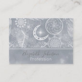 Carte De Visite Cute White & Grey Dreamcatcher Plumes Mandala (Devant)