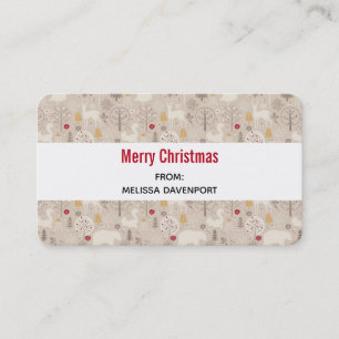 Carte De Visite Cute Woodland Animaux Motif de Noël