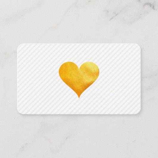 Carte De Visite Cutesy Gold Heart Stripe Motif (Devant)