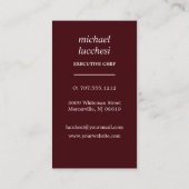 Carte De Visite Cutlerie bourguignonne | Restaurant de boulangerie (Dos)