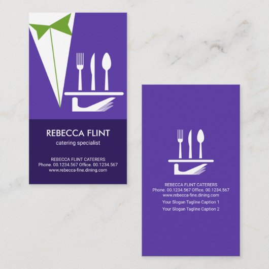 Carte De Visite Cutlerie En Plaque De Servage De Tuxedo Violet Lum (Devant / Derrière)