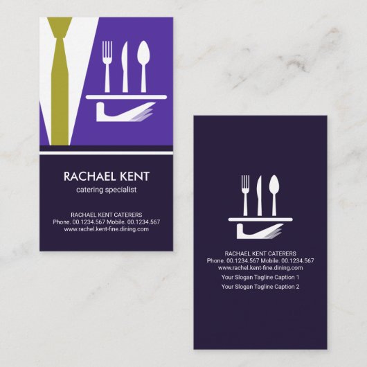 Carte De Visite Cutlerie en plaque de service créative Tuxedo Wait (Devant / Derrière)