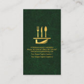 Carte De Visite Cutlerie en plaque de service Waiter Green Tuxedo (Dos)